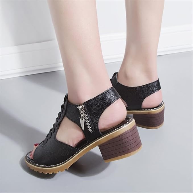 W&W Mode - Orthopädische Sandalen mit Absatz | Bequeme Sandalen für Damen mit Spitzendesign