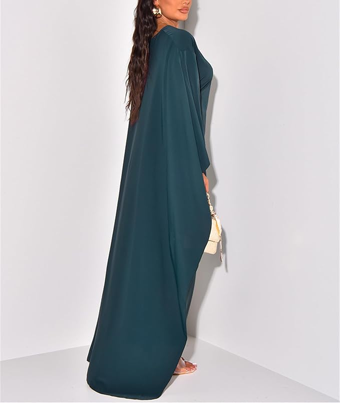 Elegantes Maxikleid mit Rundhalsausschnitt & weiten Ärmeln – Damen Abendkleid mit hoher Taille, langes Kleid für festliche Anlässe