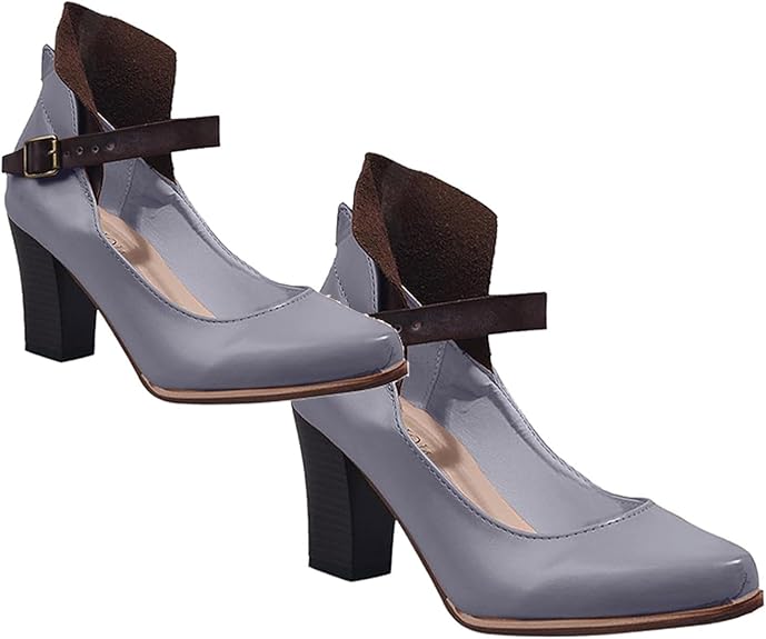 Damen Schuh mit Blockabsatz, breitem Absatz und verstellbarem Riemen