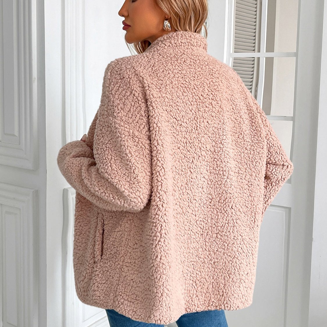 WW | Lässige Winter Zip-Up Fuzzy Jacke für Damen