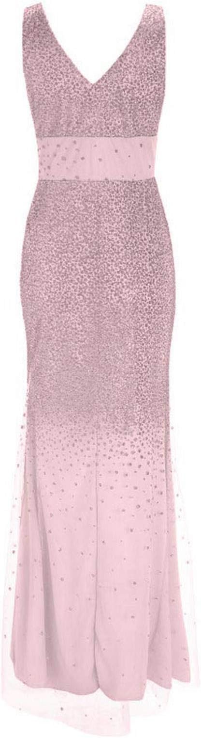 W&W Mode | Sling V-Ausschnitt Split Glitzerndes Abendkleid