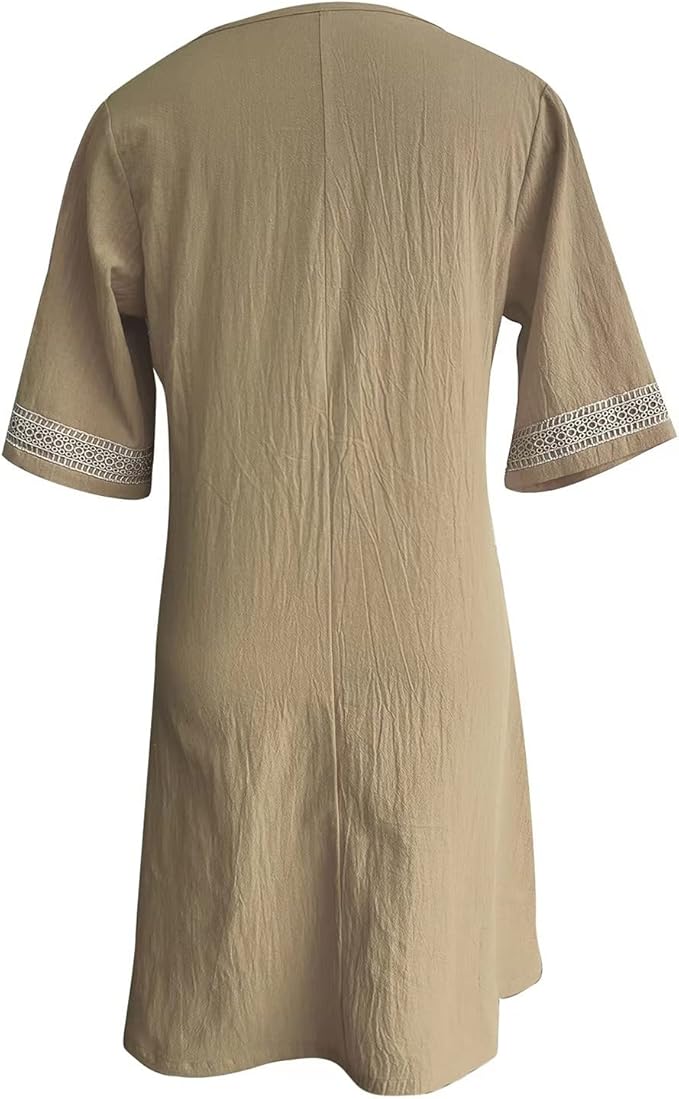 Casalina™ – Luftiges Leinen-Sommerkleid mit Stick-Details