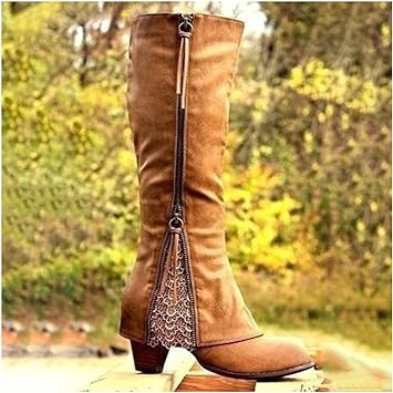 W&W Mode - Vintage High Heel Stiefel mit klobigem Absatz