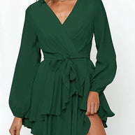 GWEN - Kleid mit V-Ausschnitt und Laternenärmeln