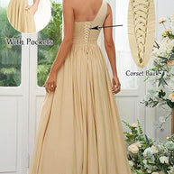 ÉléganceOne™ – One-Shoulder Maxikleid mit Schlitz & Cut-Out Detail