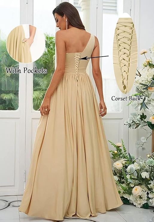 ÉléganceOne™ – One-Shoulder Maxikleid mit Schlitz & Cut-Out Detail