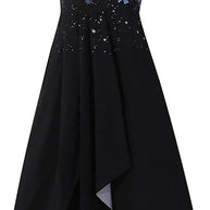 Luméa™ – Elegantes Abendkleid mit Blumen-Glanz, V-Ausschnitt & fließendem Rock für festliche Anlässe