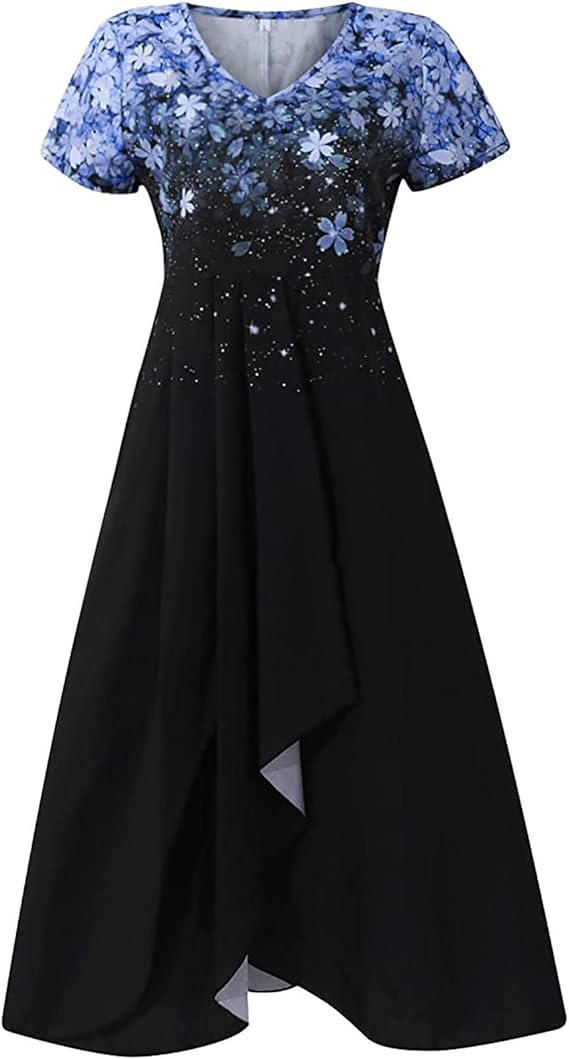 Luméa™ – Elegantes Abendkleid mit Blumen-Glanz, V-Ausschnitt & fließendem Rock für festliche Anlässe