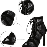 WW Damen Sandaletten mit hohen Absätzen - Verführerische Spitze und Mesh für den perfekten Party-Look