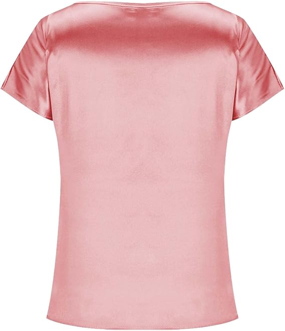 Damen Satin T-Shirt mit elegantem Wasserfall-Ausschnitt und schlichten Details WW