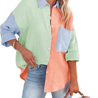 WW | Colorblock Hemd Mit Knopfverschluss Für Damen
