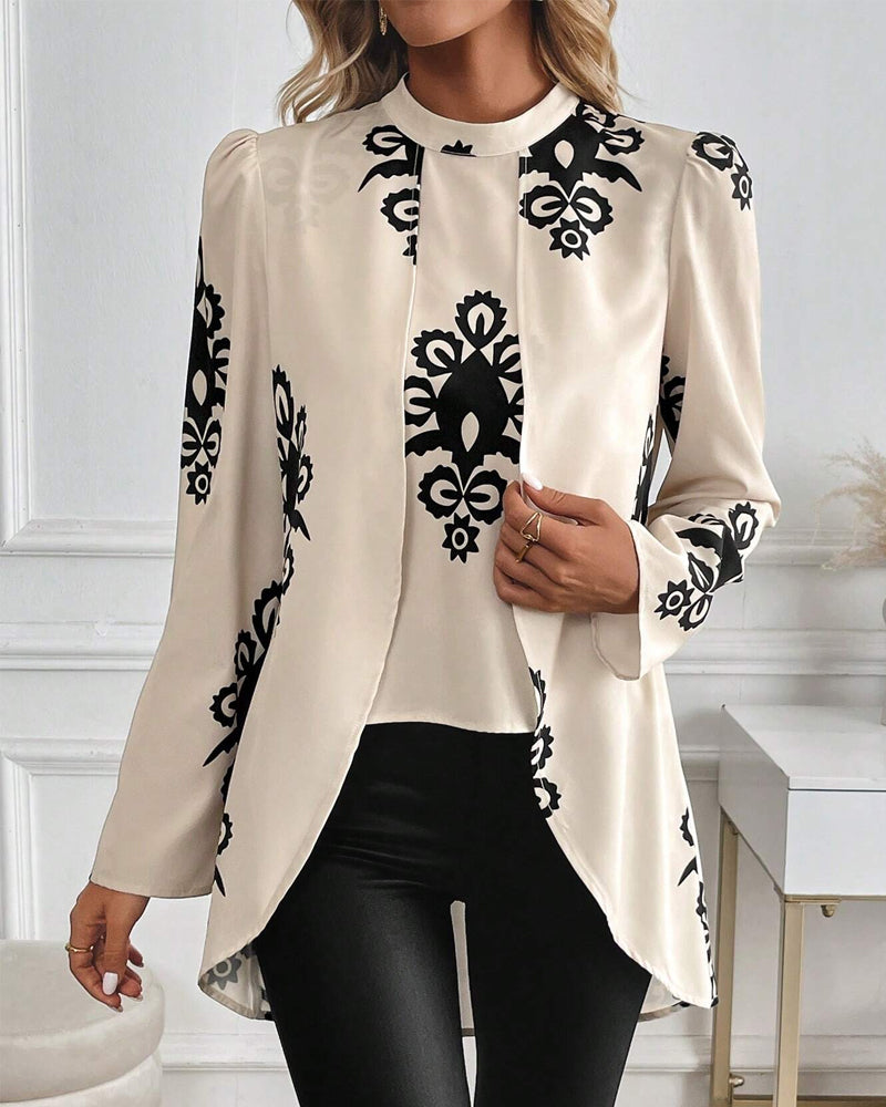 WW | Bluse Puffärmel Unregelmäßiger Druck