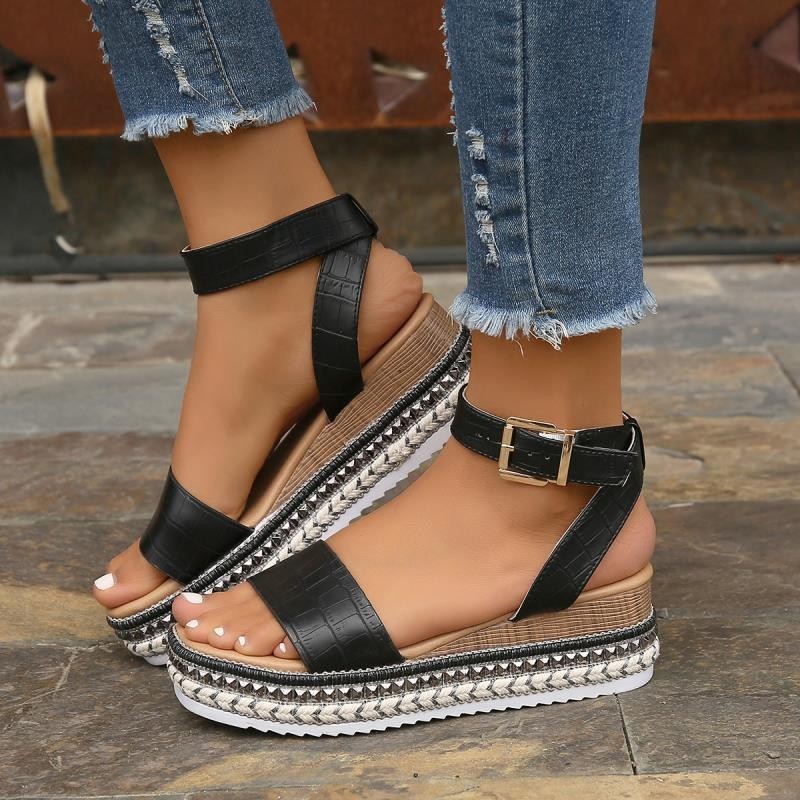 WW | Sommer Sandalen Mit Schnallenriemen Und Plateau