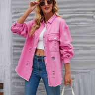 WW | Zerrissene Rohsaum-Denimjacke