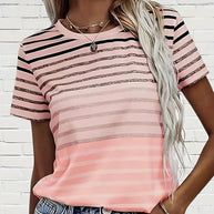 WW | T-Shirt Rundhals Kurzarm Gestreift