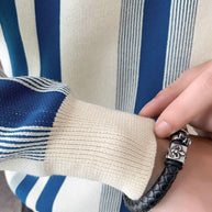 WW | lassiger weicher wachsartiger vertikal gestreifter Strickpullover