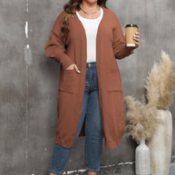 WW | Plus Size Langarm Taschen Cardigan