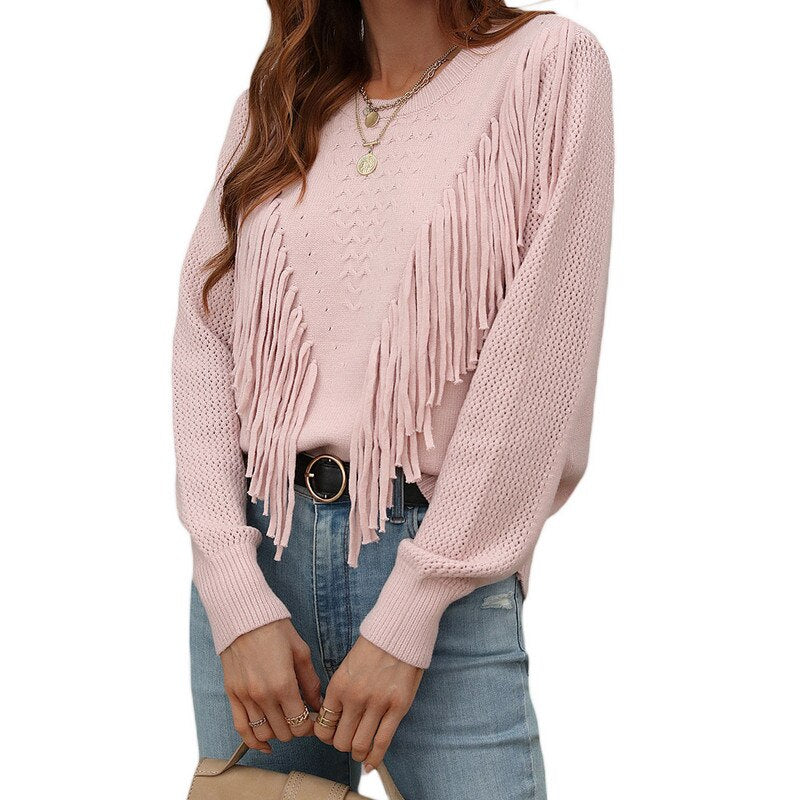 WW Sweater | Trendiger sommerpullover damen mit einzigartigem Quastendesign