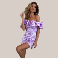 WW | Schulterfreies Cocktailkleid mit Rüschendetail