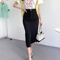 geschnittener Jeansrock mit hoher Taille