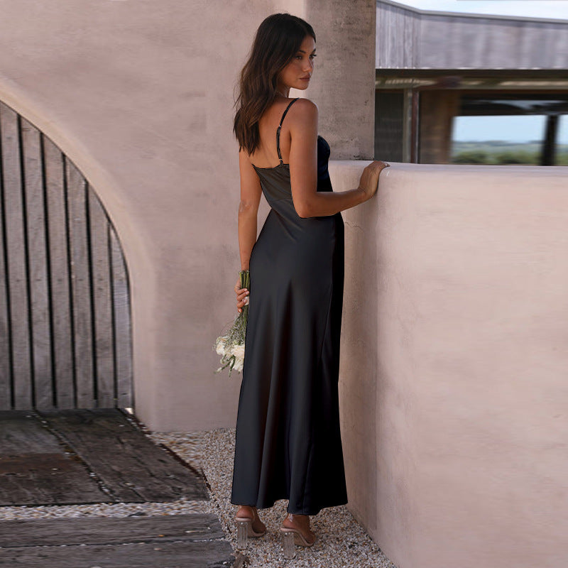 WW | Sommerliches Einfarbiges Split Kleid Für Damen