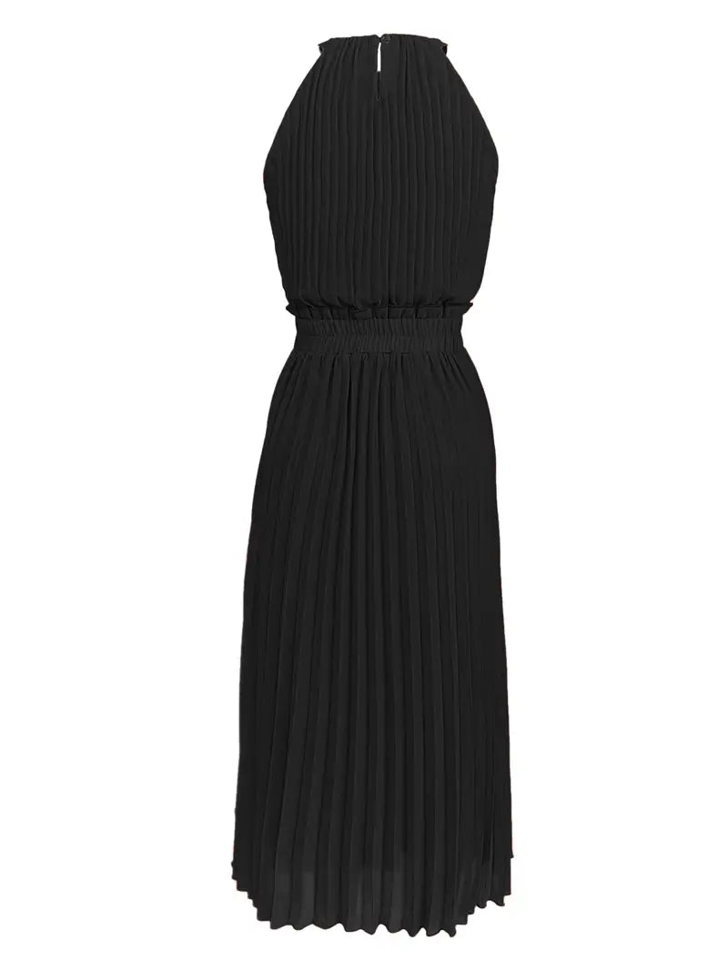 WW | Elegantes X-Sommer Midikleid mit Rundhalsausschnitt und Gesch Gathered Taille