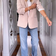 WW | Gerüschter Offener Vorderer Lange Ärmel Aprikosen Blazer