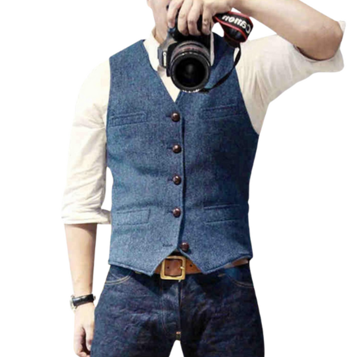 W&W Mode | Stilvolle Herren Weste Im Denim Look
