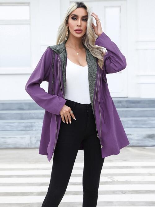 WW | Zip-Up-Drawstring-Kapuze-Trenchcoat