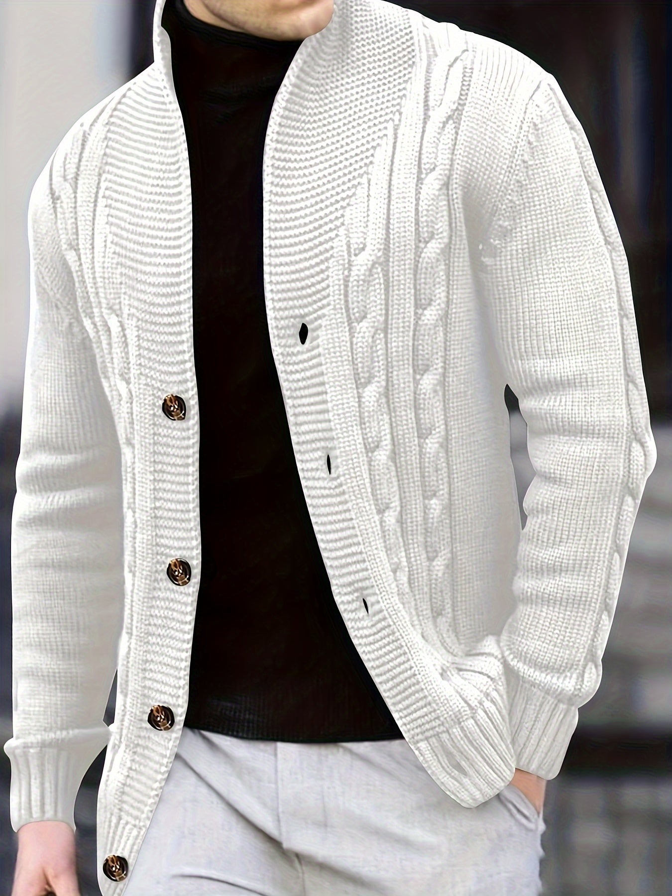 WW | Zopfstrickjacke mit Knöpfen