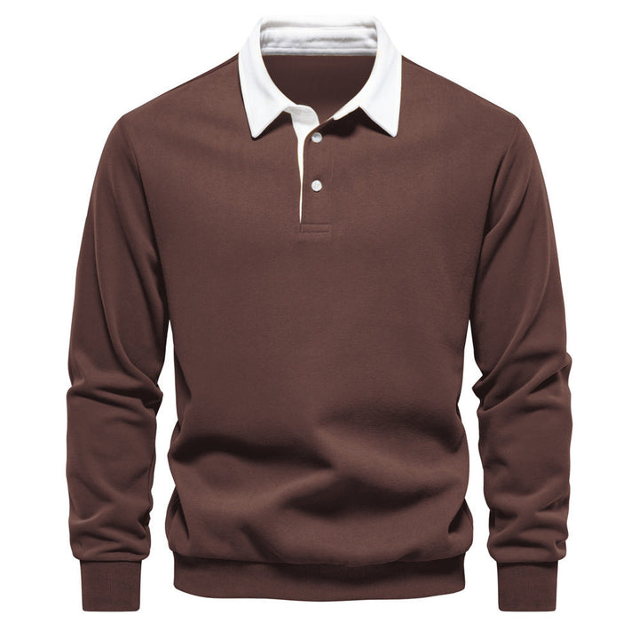 W&W Mode | Elegantes Herren Langarm Polo Shirt Mit Klassischem Kragen