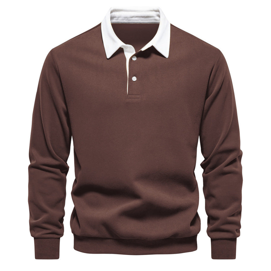 WW | Elegantes Herren Langarm Polo Shirt Mit Klassischem Kragen