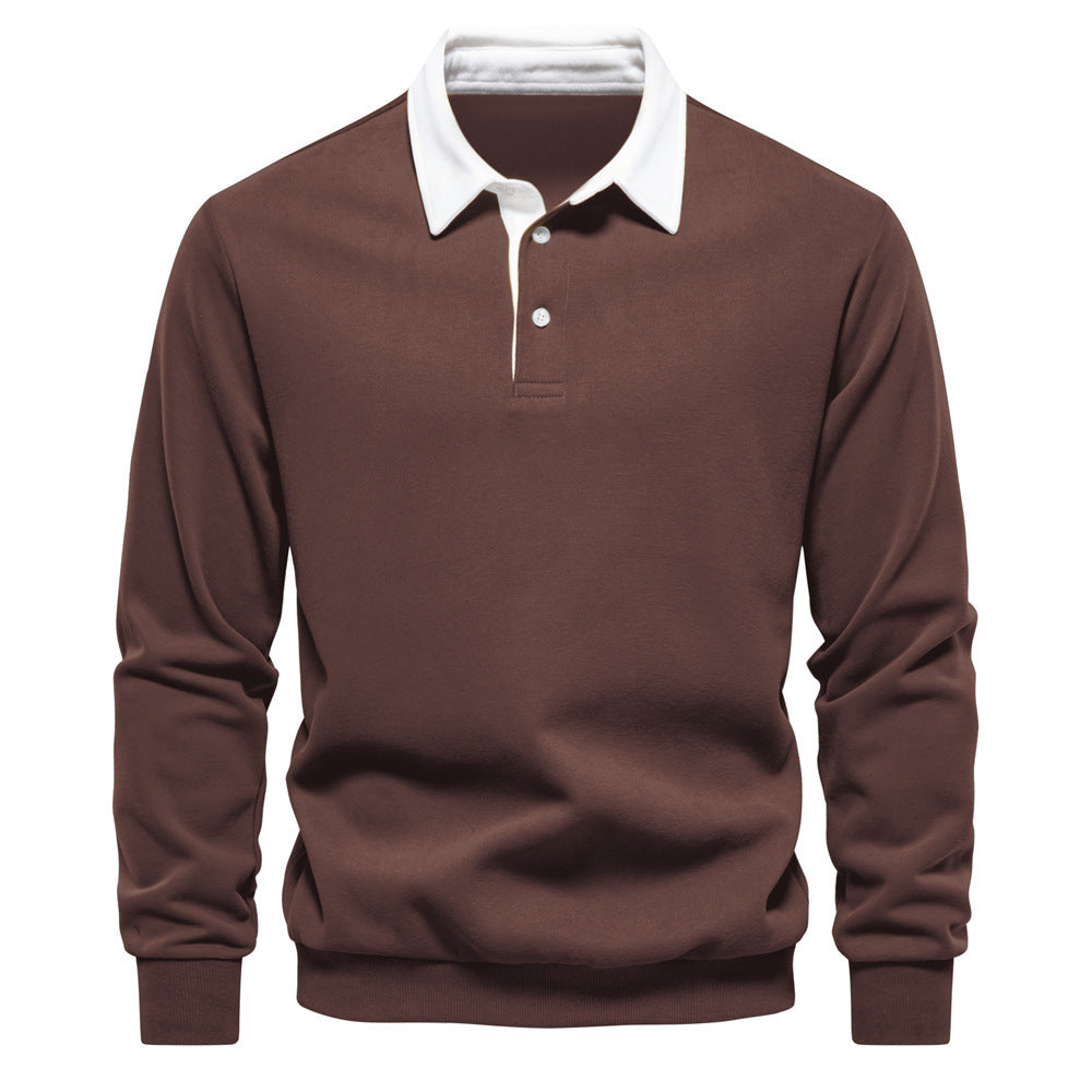 WW | Elegantes Herren Langarm Polo Shirt Mit Klassischem Kragen