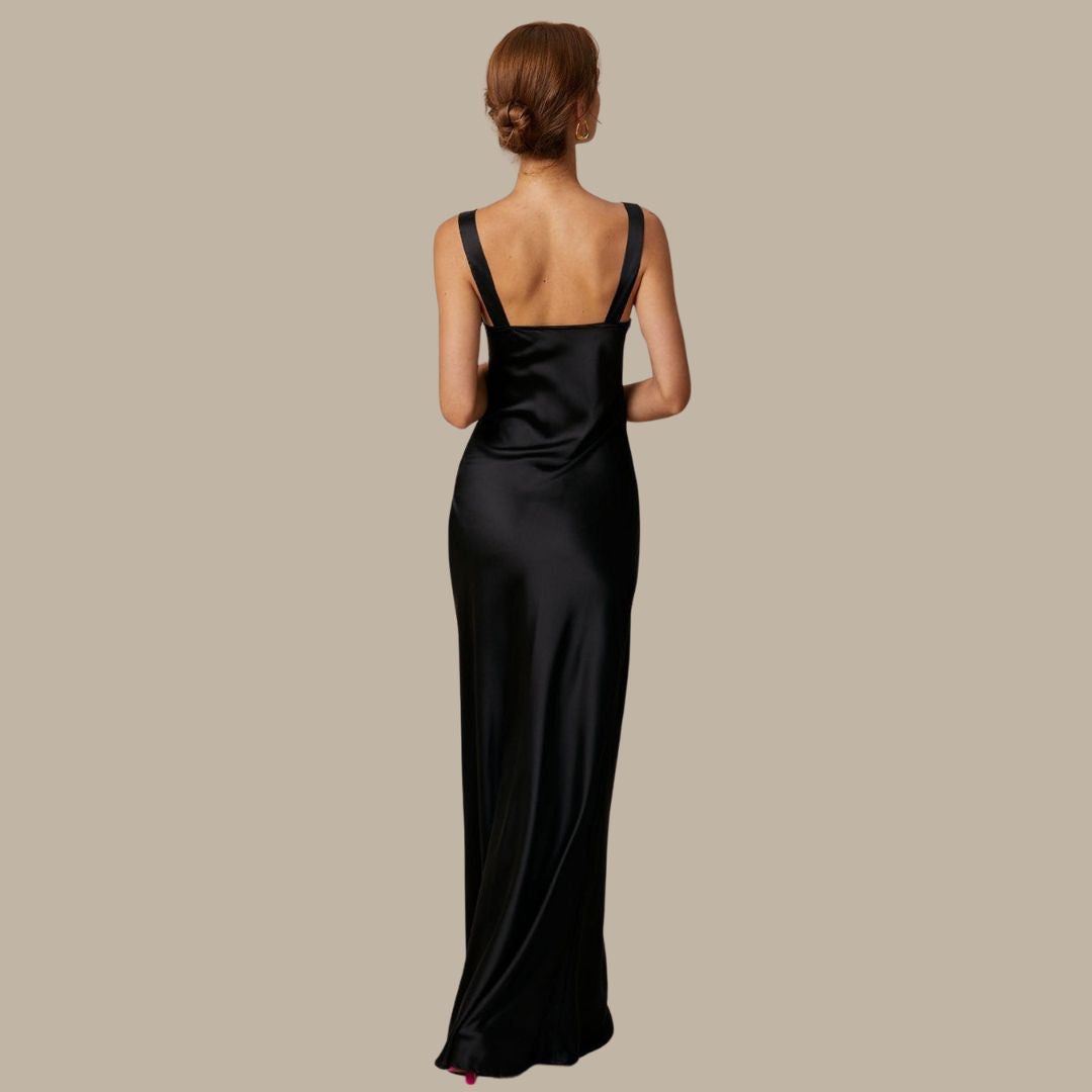 WW | Satin-Maxikleid mit Wasserfallausschnitt