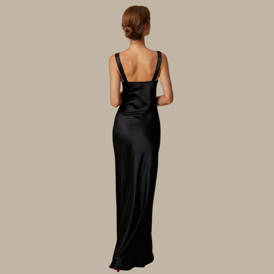 WW | Satin-Maxikleid mit Wasserfallausschnitt