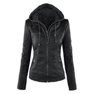WW | Damen Slim Fit PU-Leder Zip-Up Hoodie