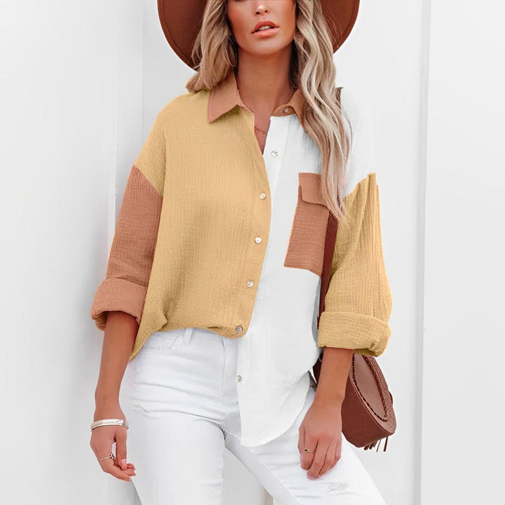 W&W Mode | Colorblock Hemd Mit Knopfverschluss Für Damen