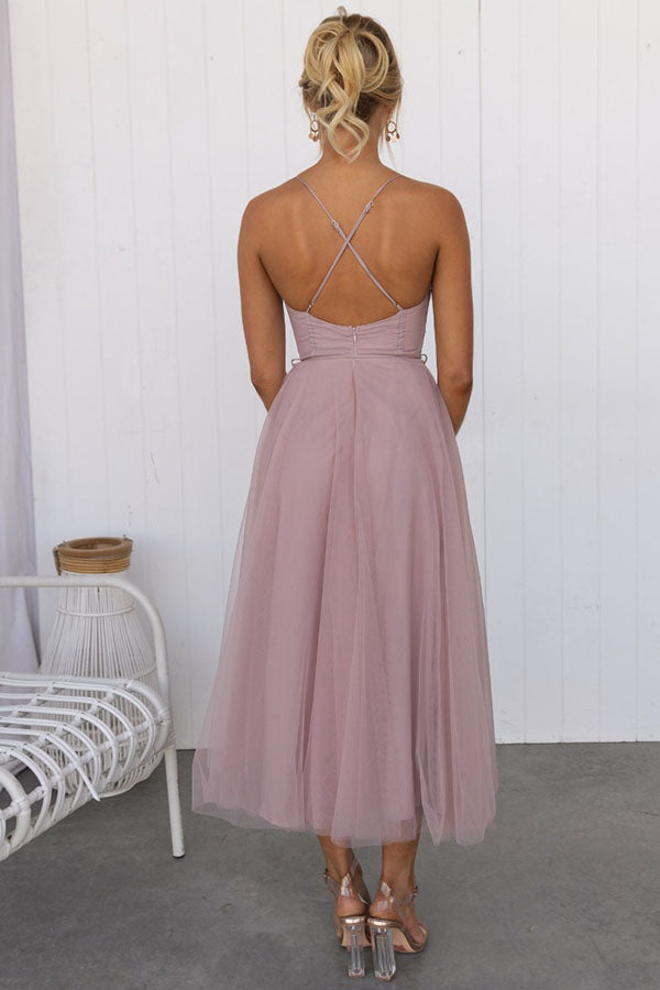 WW | Maxi Kleid Elegantes Fließendes Design V-Ausschnitt Ärmellos Leichtes Gewebe