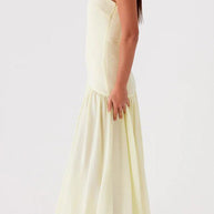 WW | Eden Patchwork Semi-Transparent Chiffon Strapless Maxi-Kleid