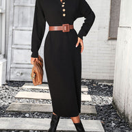 WW | Schicker Herbst Sweatkleid mit Knopfdetail für Frauen
