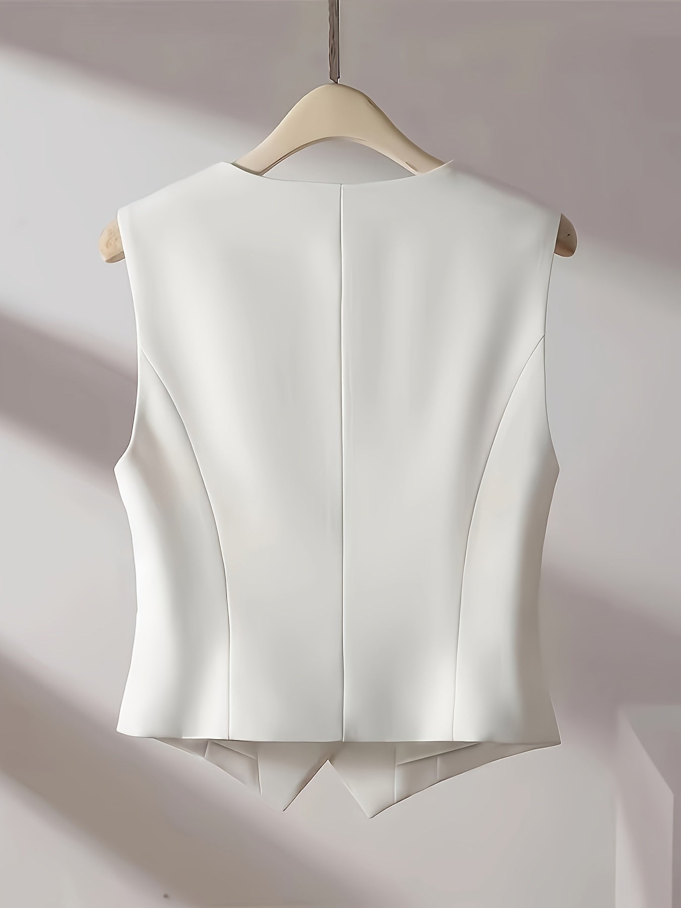 WW | Einfarbig Ärmelloses Vest Mit V-ausschnitt Und Knopfverschluss