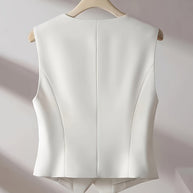 WW | Einfarbig Ärmelloses Vest Mit V-ausschnitt Und Knopfverschluss