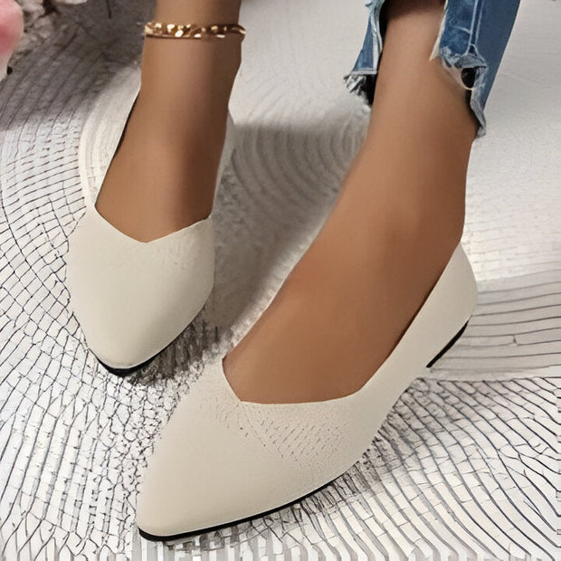 WW | Damen Mode Flache Schuhe, Lässig Pointed Toe Knit Flats