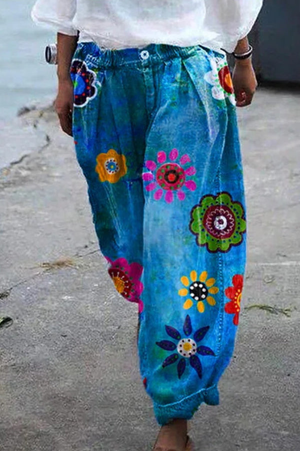 WW | Bohemian Floral Gedruckte Übergroße Harem-Hose