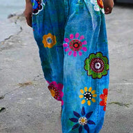 WW | Bohemian Floral Gedruckte Übergroße Harem-Hose