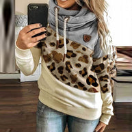 WW | Hoodie - Block Design mit Leopardenmuster - Weicher Komfort - Lässige Passform