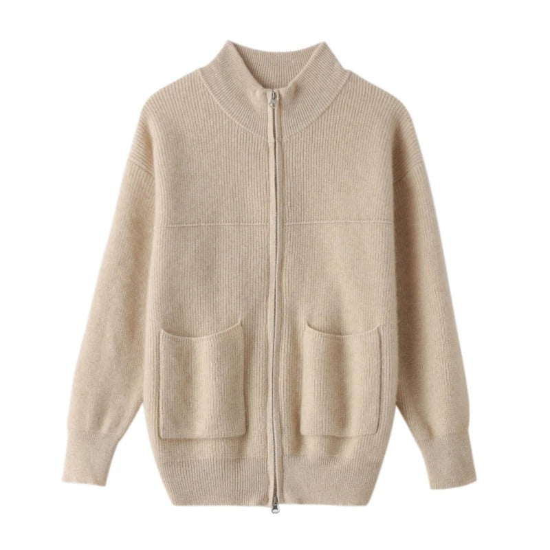 WW | Gemütlicher Strick Cardigan mit Stehkragen und Reißverschluss