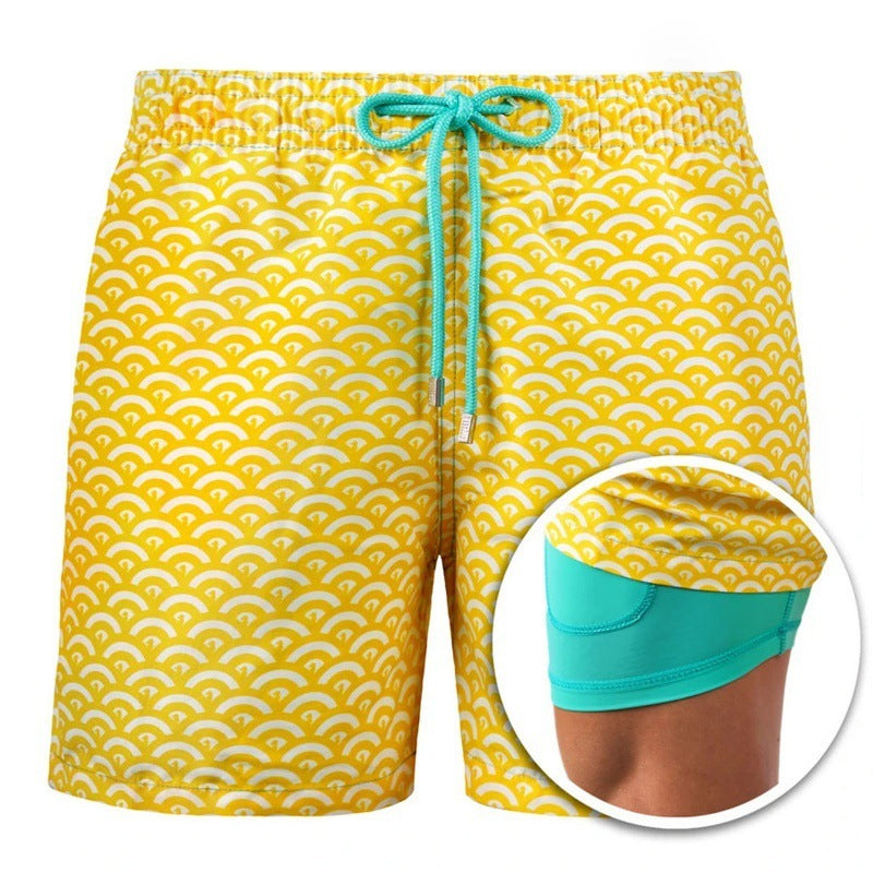 WW | Bedruckte Herren Badeshorts Mit Doppelter Schicht Für Den Sommer