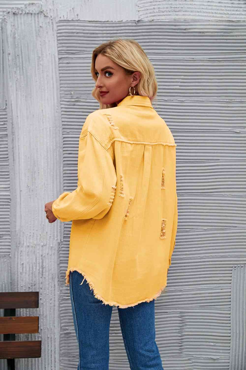 WW | Zerrissene Rohsaum-Denimjacke