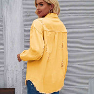 WW | Zerrissene Rohsaum-Denimjacke